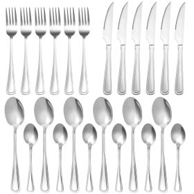 24-Piece Silverware Set, Stainless Steel Flatware Set Service for 6, Tableware Cutlery Set for Home Restaurant Party, Dinner Forks/Spoons/Knives