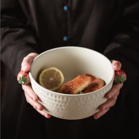 Hand Painted Japanese Creative Ceramic Bowl With Handle (Option: Strawberry bowl)