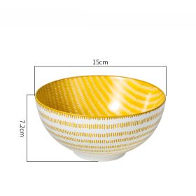 6 Inch Japanese Ceramic Bowl Underglaze Color Tableware (Color: yellow)