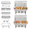 VEVOR 4-Pack Rectangle Chafing Dish Set with Full-Size 8Qt Pan Frame Fuel Holder