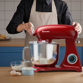 7 Quart 800W 6-Speed Electric Tilt-Head Food Stand Mixer (Color: Red)