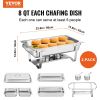 VEVOR 4-Pack Rectangle Chafing Dish Set with Full-Size 8Qt Pan Frame Fuel Holder