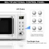 700W Retro Countertop Microwave Oven with 5 Micro Power and Auto Cooking Function