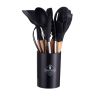 11pcs Wooden Handle Silicone Kitchen Utensils Set Storage Bucket Non-stick Shovel Spoon Cooking Kitchen Utensils 11 Pieces Set Silicone Shovel Spoon