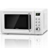 700W Retro Countertop Microwave Oven with 5 Micro Power and Auto Cooking Function