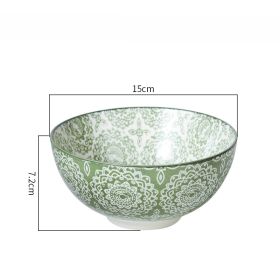 6 Inch Japanese Ceramic Bowl Underglaze Color Tableware (Color: green)