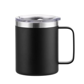 Simple Solid Color Stainless Steel Mug Cup Handle Cup (Option: Plastic Spray Black-16oz)