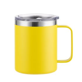 Simple Solid Color Stainless Steel Mug Cup Handle Cup (Option: Spray Plastic Yellow-24oz)